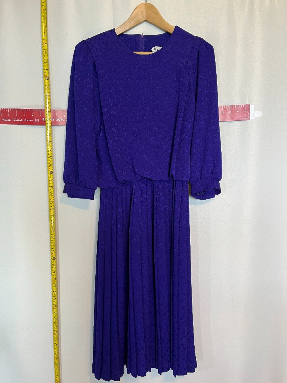 Violet puff sleeve dress with pleated skirt size 8